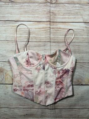 White Fox Pastel Watercolor Bustier Corset Crop Top Festival Rave